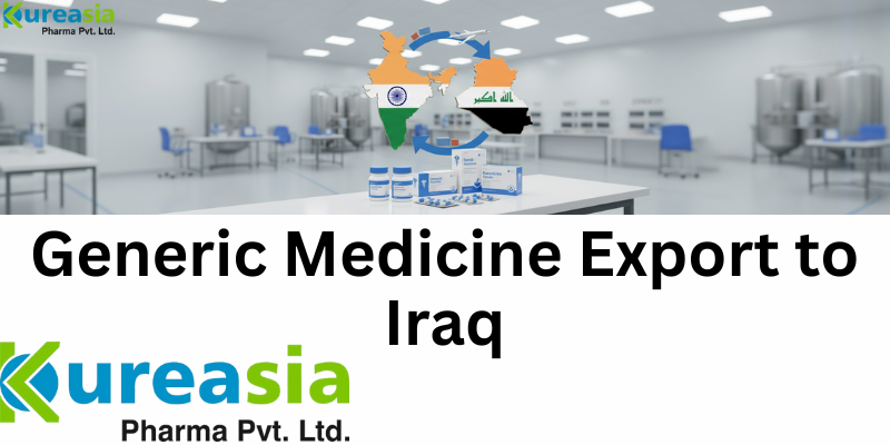 Generic medicine export from India to Iraq – tablets, capsules, and pharmaceutical packaging shipped globally by KureAsia Pharma.