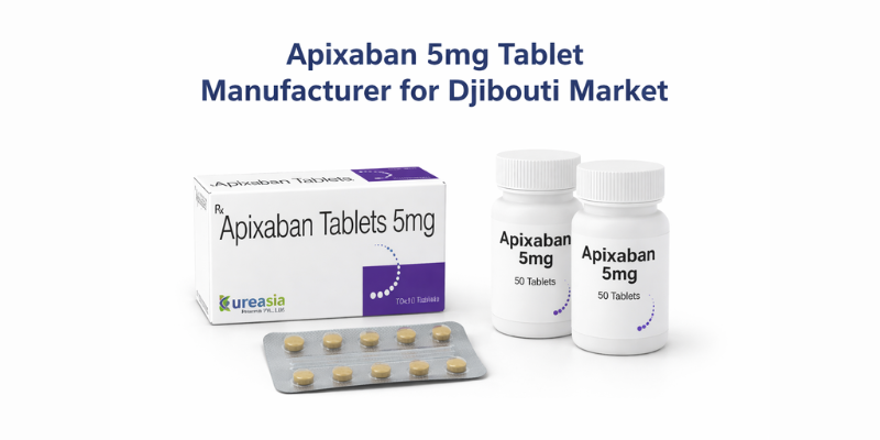 Apixaban 5mg tablets manufactured by Kureasia Pharma for Djibouti market
