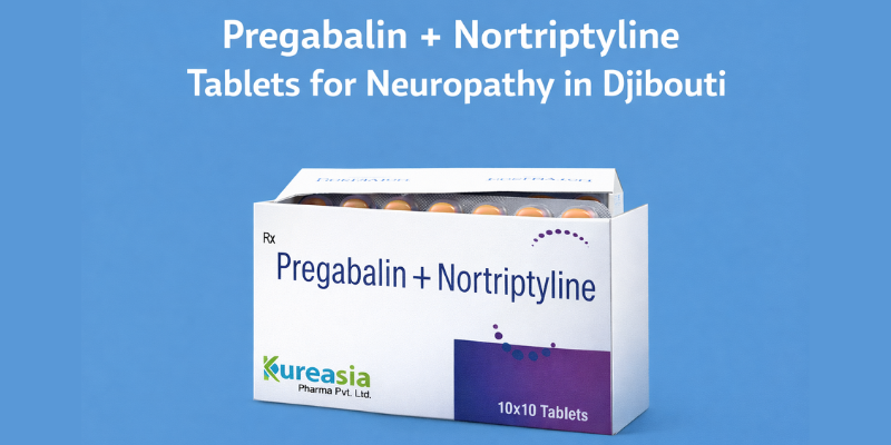 Pregabalin + Nortriptyline Tablets by Kureasia Pharma for export to Djibouti