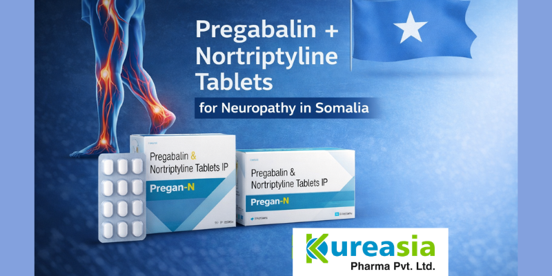 Pregabalin and Nortriptyline tablets for neuropathy treatment in Somalia by Kureasia Pharma
