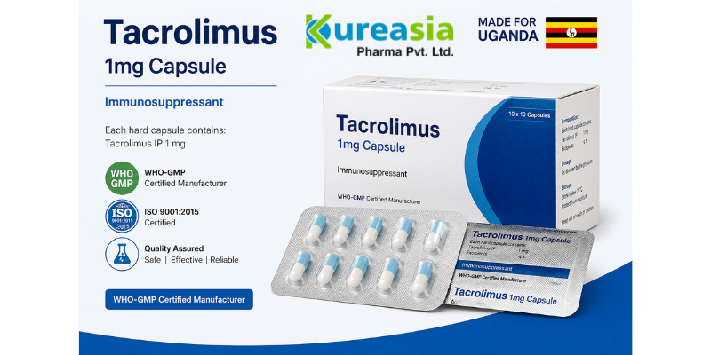 Tacrolimus 1mg capsules WHO-GMP certified exporter India to Uganda