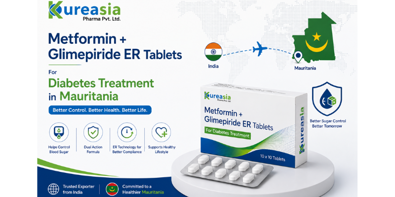 Metformin and Glimepiride ER tablets for diabetes treatment in Mauritania by Kureasia Pharma