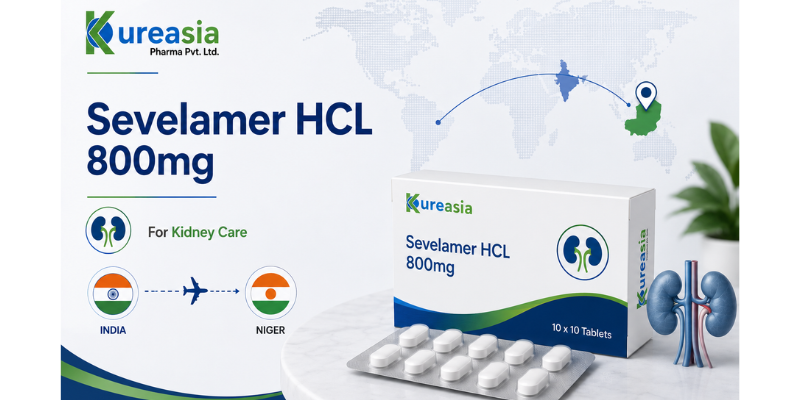 Sevelamer HCL 800mg kidney care medicine exporter to Niger by Kureasia Pharma