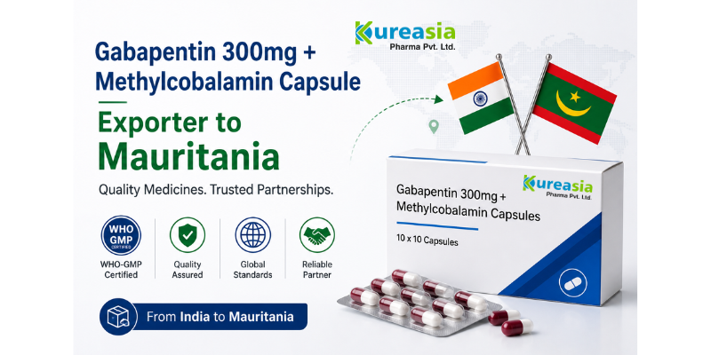 Gabapentin 300mg and Methylcobalamin capsules exporter to Mauritania by Kureasia Pharma