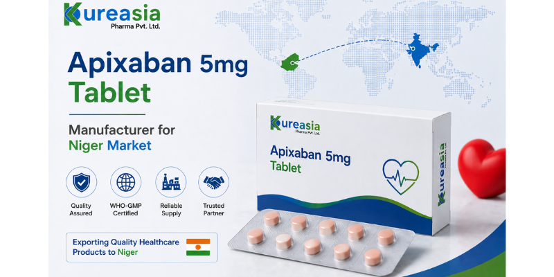 Apixaban 5mg tablets manufacturer for Niger market by Kureasia Pharma