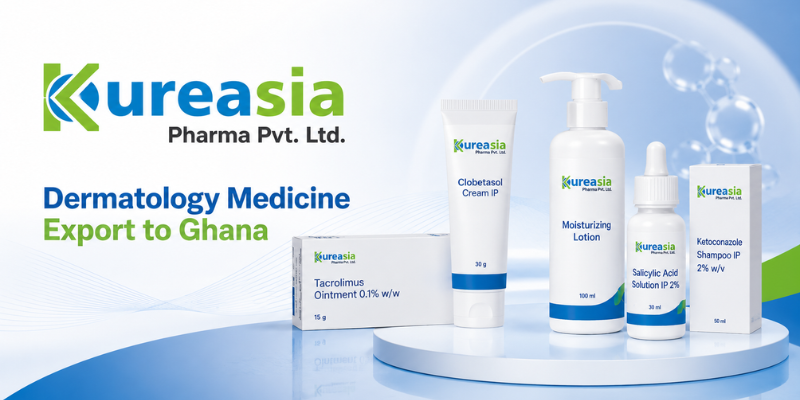 Dermatology Medicine Export to Ghana by Kureasia Pharma showcasing quality dermatology products for global pharmaceutical distribution