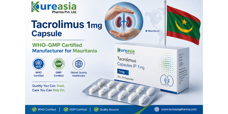 Tacrolimus 1mg capsule manufacturer for Mauritania by Kureasia Pharma