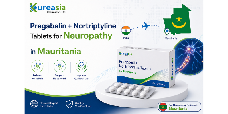 Pregabalin and Nortriptyline tablets for neuropathy treatment in Mauritania by Kureasia Pharma