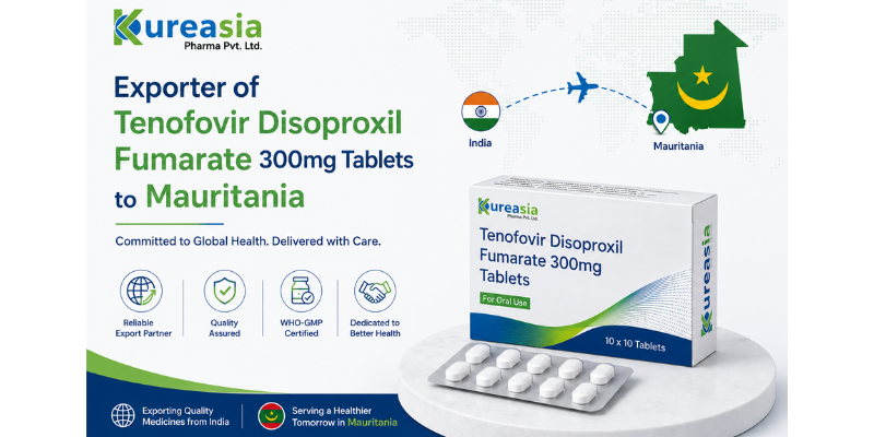 Tenofovir Disoproxil Fumarate 300mg tablets exporter to Mauritania by Kureasia Pharma