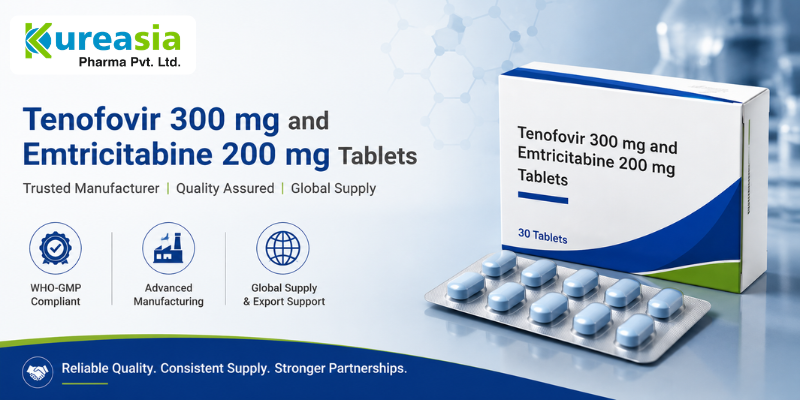Tenofovir 300 mg and Emtricitabine 200 mg Tablets by Kureasia Pharma