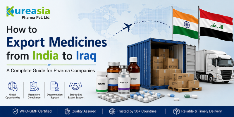 How to Export Medicines from India to Iraq – Complete pharmaceutical export guide by Kureasia Pharma for global medicine exports.